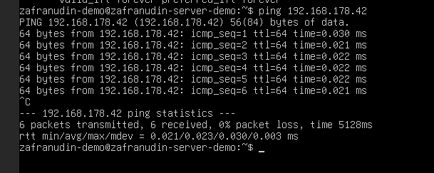 Result of ping